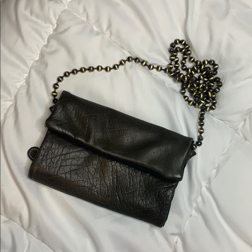 Free People Brown/Black Crossbody Wallet on Chain